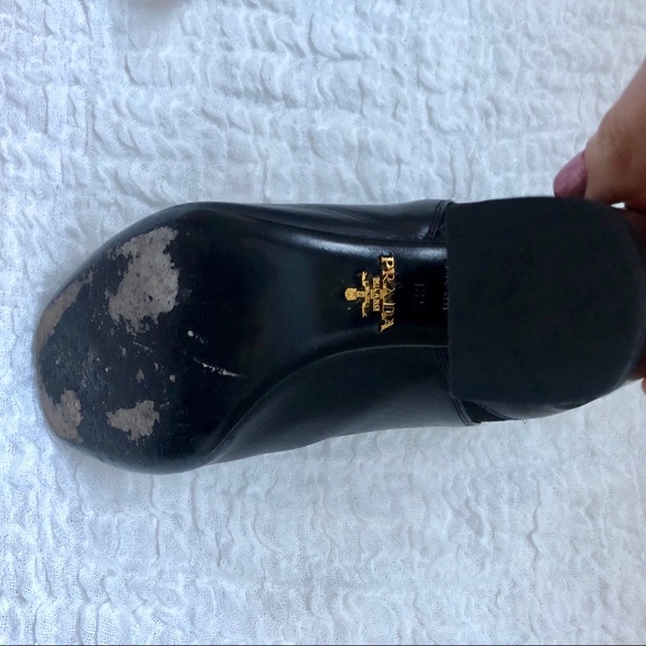 💯 PRADA Black Leather Open Toe Heels Size 8.5 - Picture 8 of 8